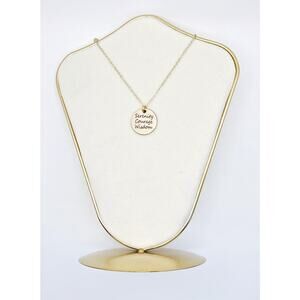 Matte Gold Serenity Prayer Necklace Courage Wisdom 12 Step AA NA Recovery Unique